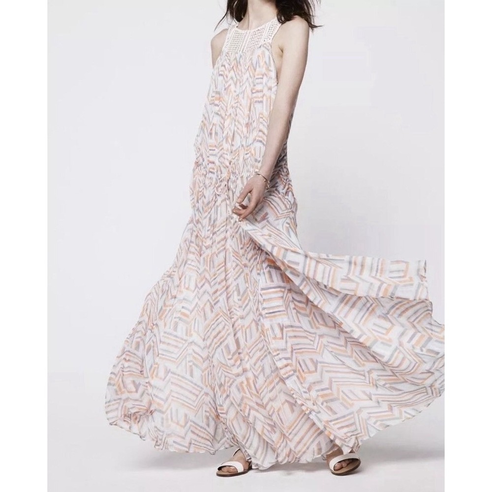 REBECCA MINKOFF Simona Geometric Print‎ Multicolored Maxi Dress Size Medium